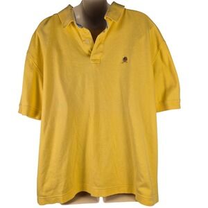 Tommy Hilfiger Polo Shirt Mens XL Yellow Crest Logo Short Sleeve